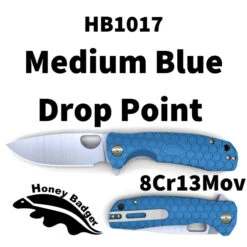 Honey Badger Medium Linerlock Drop Point Blue -Leopard Almacenar honey badger medium linerlock drop point blue 5