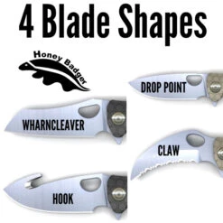 Honey Badger Medium Linerlock Drop Point Blue -Leopard Almacenar honey badger medium linerlock drop point blue 8