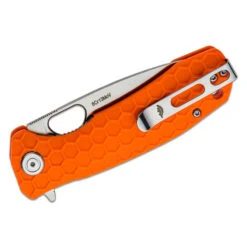 Honey Badger Medium Linerlock Drop Point Orange -Leopard Almacenar honey badger medium linerlock drop point orange 2