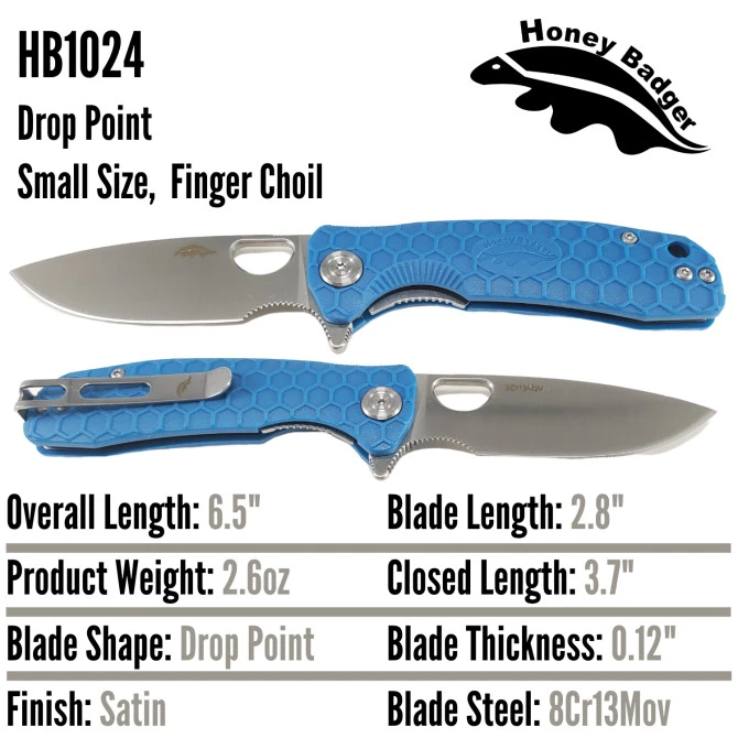 Honey Badger Small Linerlock Drop Point Blue 8 Honey Badger Small Linerlock Drop Point Blue - Imagen 6