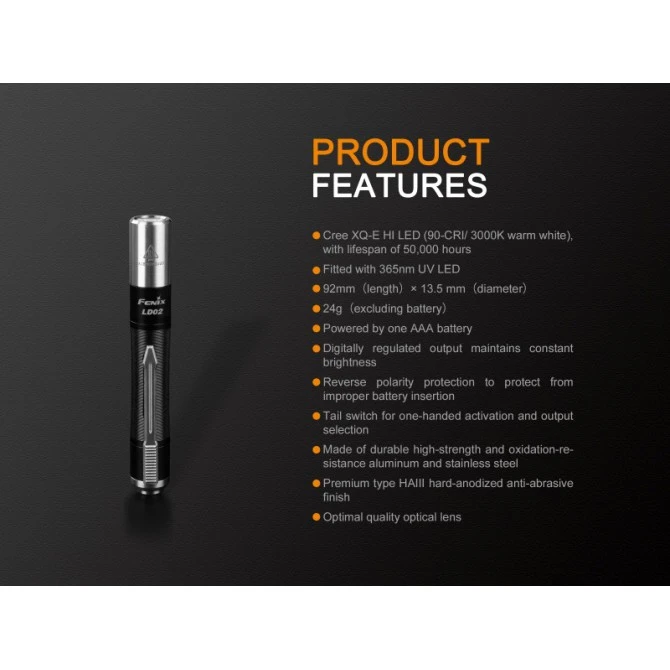 Linterna Fenix LD02V2.0 70 Lumens Blanco Y 200 MW Ultravioleta 16 Linterna Fenix LD02V2.0 70 Lumens Blanco Y 200 MW Ultravioleta - Imagen 14