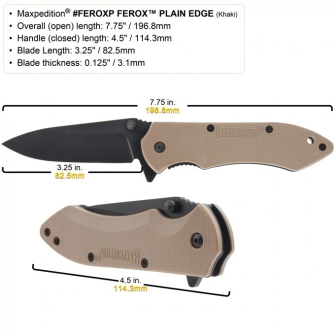 Maxpedition Ferox Plain Edge Khaki 5 Maxpedition Ferox Plain Edge Khaki - Imagen 3