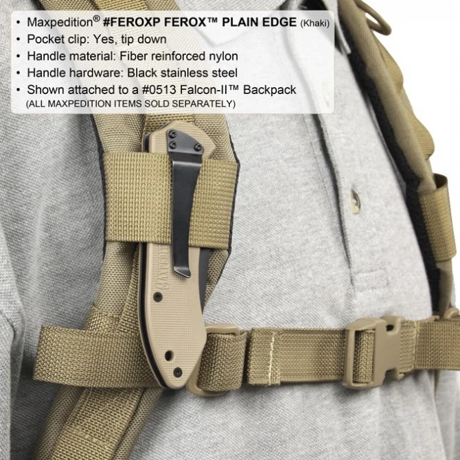 Maxpedition Ferox Plain Edge Khaki 6 Maxpedition Ferox Plain Edge Khaki - Imagen 4