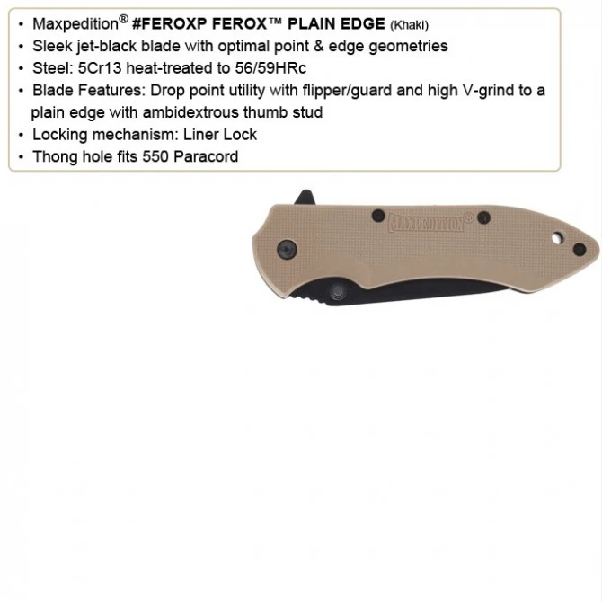 Maxpedition Ferox Plain Edge Khaki 7 Maxpedition Ferox Plain Edge Khaki - Imagen 5