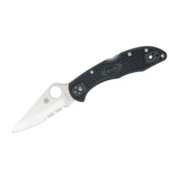 Spyderco Delica 4 Negra Parcialmente Serrada
