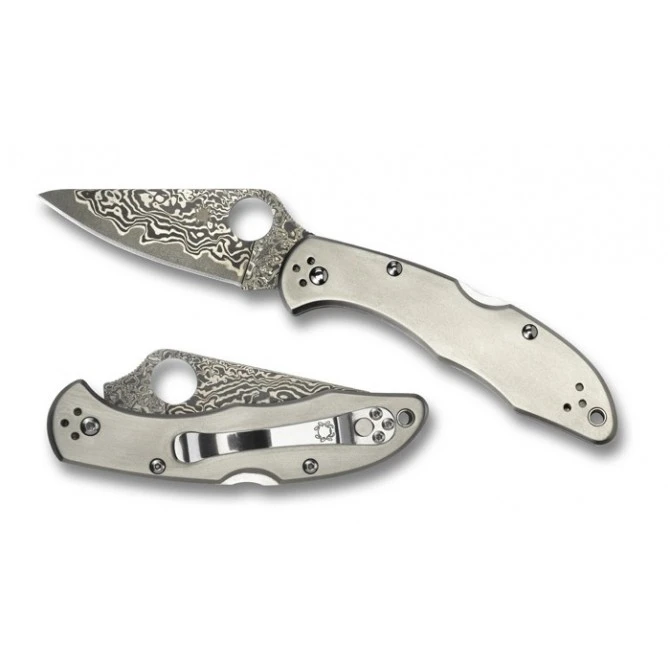 Spyderco Delica 4 Titanio Damasco 6 Spyderco Delica 4 Titanio Damasco - Imagen 4