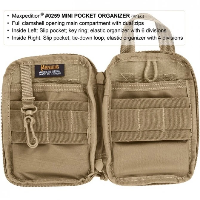 Organizador Maxpedition Mini Pocket Khaki 6 Organizador Maxpedition Mini Pocket Khaki - Imagen 4
